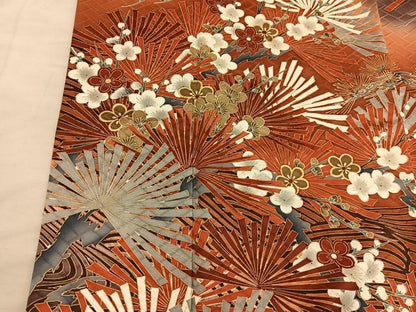 平和屋着物●豪華振袖　枝梅文　暈し染め　金彩　正絹　逸品　BAAY0655mz