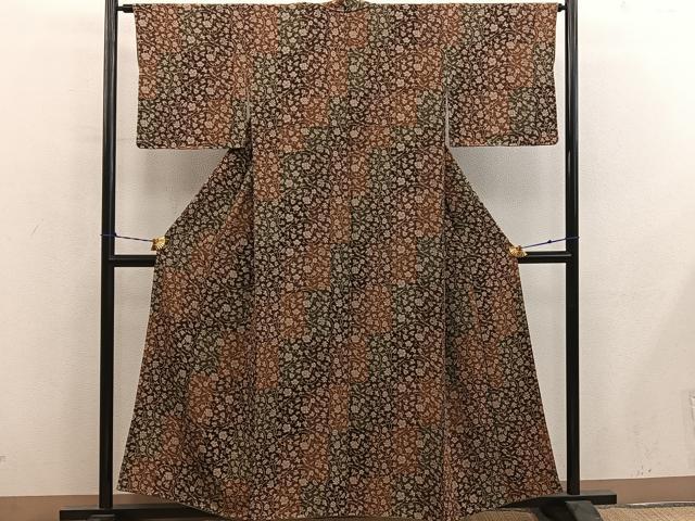 平和屋着物■上質な小紋　椿唐草文　正絹　逸品　BAAY0657mz