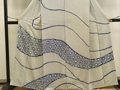 平和屋着物●訪問着　総絞り　亀甲文　正絹　逸品　BAAY0659mz