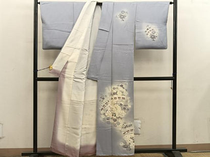平和屋着物■訪問着　刺繍　牡丹花文　暈し染め　正絹　逸品　BAAY0660mz