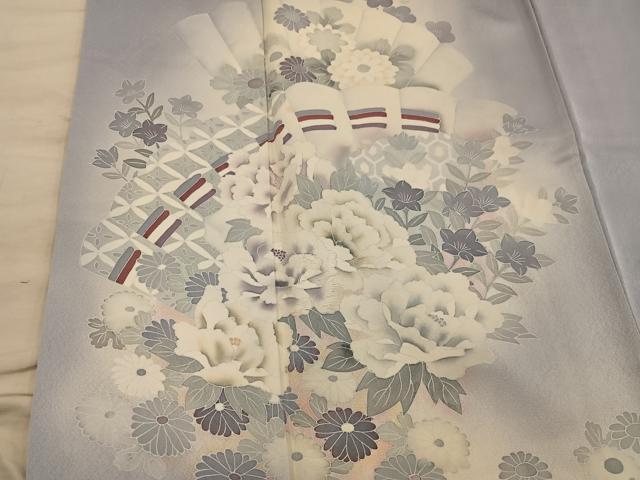 平和屋着物■訪問着　刺繍　牡丹花文　暈し染め　正絹　逸品　BAAY0660mz