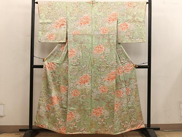 平和屋着物■上質な小紋　草花文　正絹　逸品　BAAY0662mz
