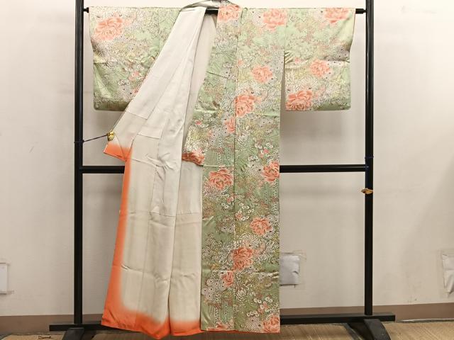 平和屋着物■上質な小紋　草花文　正絹　逸品　BAAY0662mz