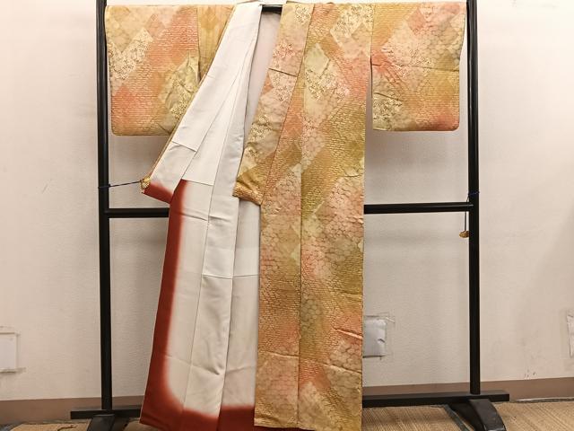 平和屋着物■上質な小紋　枝花文　暈し染め　正絹　逸品　BAAY0663mz