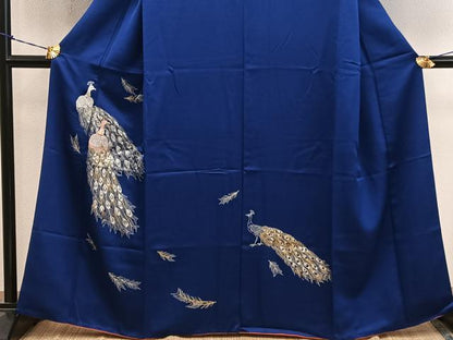 平和屋着物■訪問着　刺繍　孔雀　金銀糸　正絹　逸品　BAAY0665mz