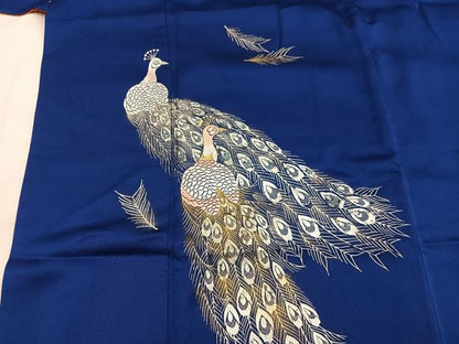 平和屋着物■訪問着　刺繍　孔雀　金銀糸　正絹　逸品　BAAY0665mz