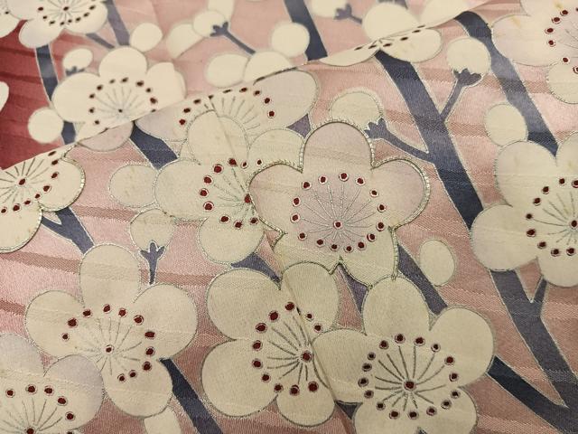 平和屋着物■豪華振袖　刺繍　枝梅文　暈し染め　銀彩　正絹　逸品　BAAY0666mz
