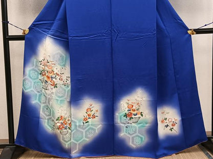 平和屋着物■訪問着　友禅　亀甲菊花文　暈し染め　正絹　逸品　BAAY0670mz