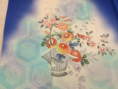 平和屋着物■訪問着　友禅　亀甲菊花文　暈し染め　正絹　逸品　BAAY0670mz