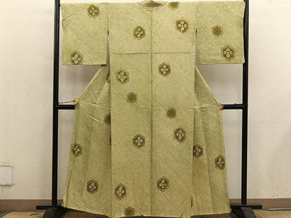 平和屋着物■上質な小紋　総絞り　亀甲文　正絹　逸品　BAAY0672mz