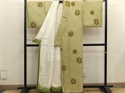 平和屋着物■上質な小紋　総絞り　亀甲文　正絹　逸品　BAAY0672mz
