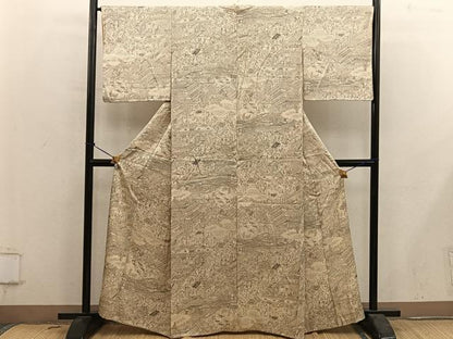平和屋着物■上質な小紋　人物風景文　正絹　逸品　BAAY0673mz