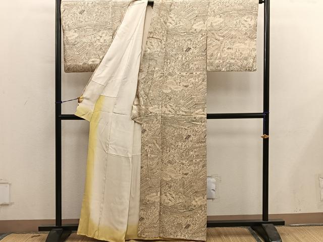 平和屋着物■上質な小紋　人物風景文　正絹　逸品　BAAY0673mz