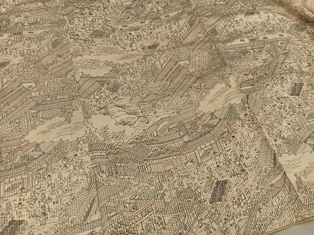 平和屋着物■上質な小紋　人物風景文　正絹　逸品　BAAY0673mz