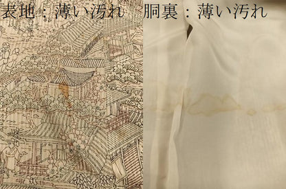 平和屋着物■上質な小紋　人物風景文　正絹　逸品　BAAY0673mz