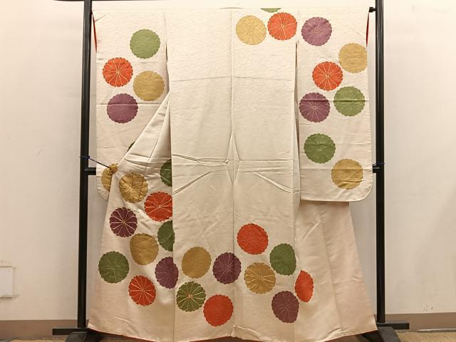 平和屋着物■豪華振袖　駒刺繍　菊花文　金彩　大丸扱い　正絹　逸品　BAAY0676mz