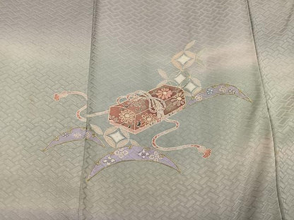 平和屋着物■訪問着　駒刺繍　文箱花文　暈し染め　金彩　正絹　逸品　BAAY0677mz