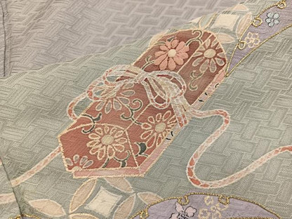 平和屋着物■訪問着　駒刺繍　文箱花文　暈し染め　金彩　正絹　逸品　BAAY0677mz