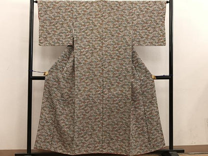 平和屋着物■上質な小紋　菱　正絹　逸品　BAAY0678mz