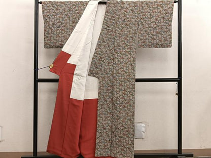 平和屋着物■上質な小紋　菱　正絹　逸品　BAAY0678mz