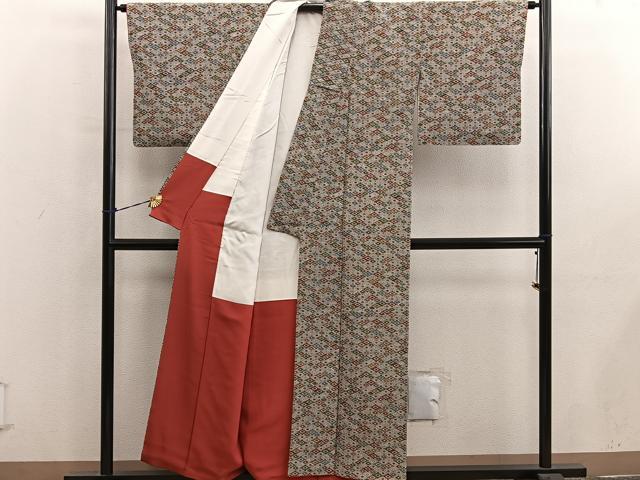 平和屋着物■上質な小紋　菱　正絹　逸品　BAAY0678mz