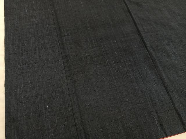平和屋着物■上質な紬　黒緑色　正絹　逸品　BAAY0679mz