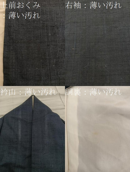 平和屋着物■上質な紬　黒緑色　正絹　逸品　BAAY0679mz