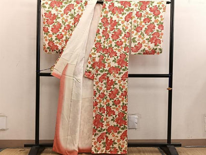 平和屋着物■上質な小紋　枝花文　正絹　逸品　BAAY0680mz