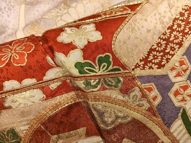 平和屋着物■訪問着　駒刺繍　御所車花文　金彩　正絹　逸品　BAAY0682mz
