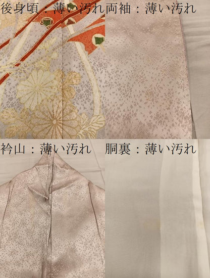 平和屋着物■訪問着　駒刺繍　御所車花文　金彩　正絹　逸品　BAAY0682mz