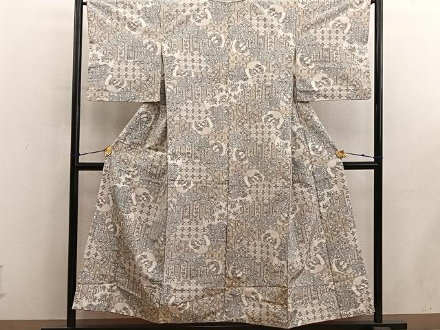 平和屋着物■上質な紬　草葉文　正絹　逸品　BAAY0683mz