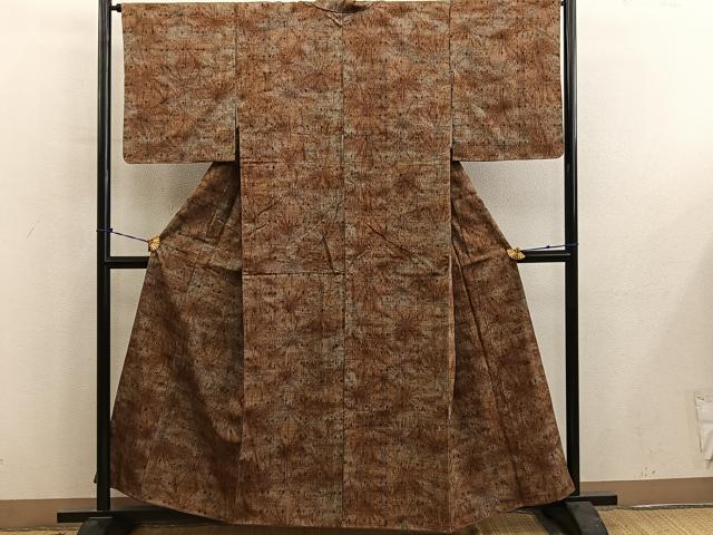 平和屋着物■上質な紬　絣文様　正絹　逸品　BAAY0684mz