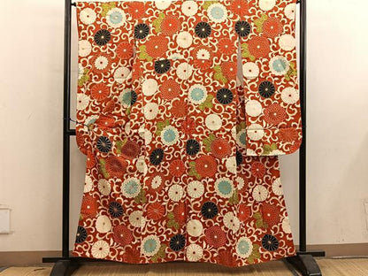 平和屋着物■豪華振袖　駒刺繍　菊唐草文　金彩　正絹　逸品　BAAY0688mz