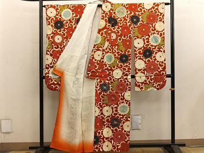 平和屋着物■豪華振袖　駒刺繍　菊唐草文　金彩　正絹　逸品　BAAY0688mz