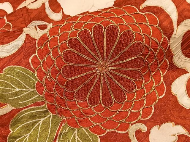 平和屋着物■豪華振袖　駒刺繍　菊唐草文　金彩　正絹　逸品　BAAY0688mz