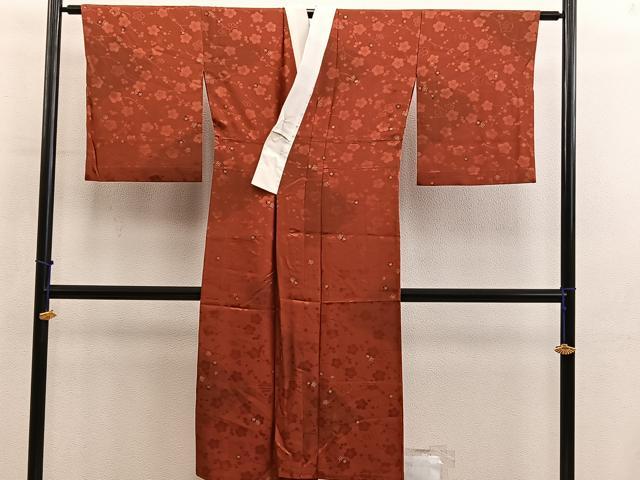 平和屋着物■長襦袢　無双仕立て　枝梅文　金彩　正絹　逸品　BAAY0690mz
