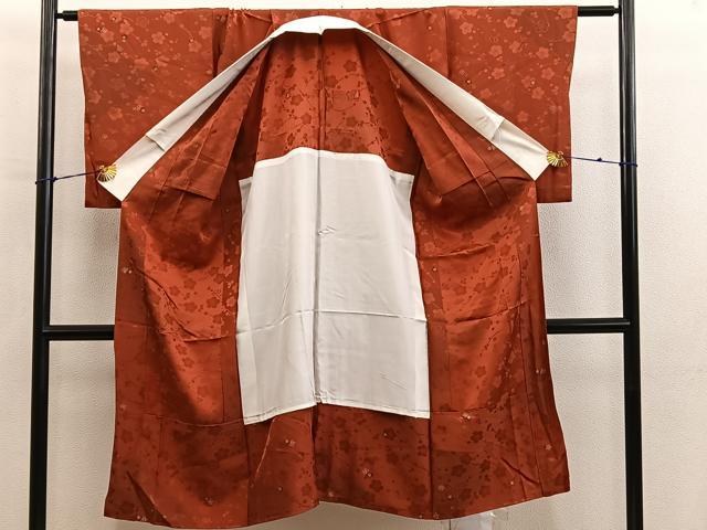 平和屋着物■長襦袢　無双仕立て　枝梅文　金彩　正絹　逸品　BAAY0690mz