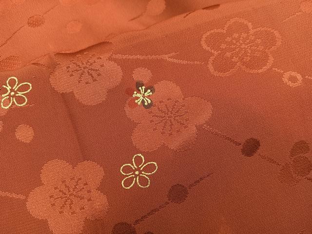 平和屋着物■長襦袢　無双仕立て　枝梅文　金彩　正絹　逸品　BAAY0690mz