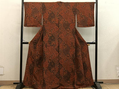 平和屋着物■上質な小紋　草花文　鬼しぼ縮緬　正絹　逸品　BAAY0692mz