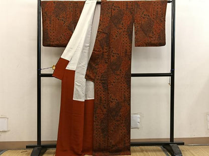 平和屋着物■上質な小紋　草花文　鬼しぼ縮緬　正絹　逸品　BAAY0692mz
