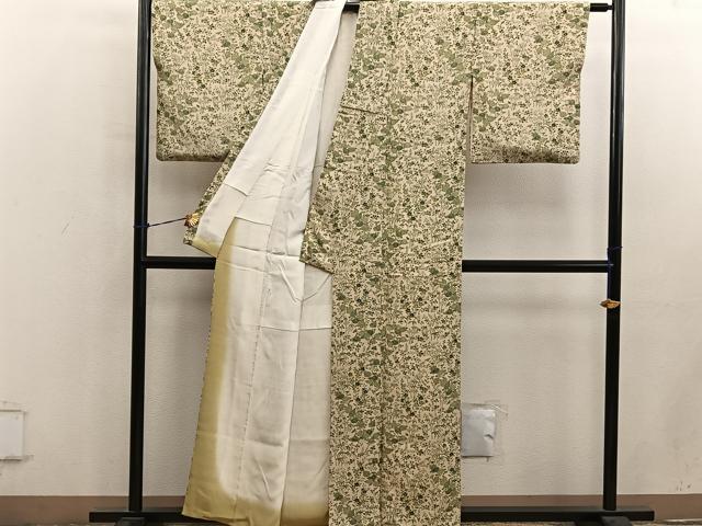 平和屋着物■上質な小紋　菊花文　正絹　逸品　BAAY0693mz