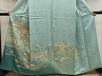 平和屋着物■訪問着　風景花文　金彩　正絹　逸品　BAAY0695mz