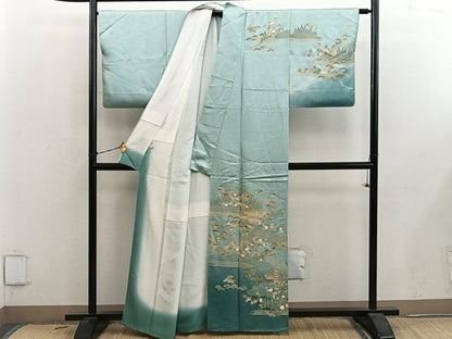 平和屋着物■訪問着　風景花文　金彩　正絹　逸品　BAAY0695mz