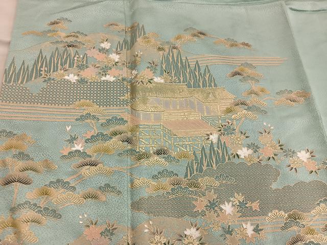 平和屋着物■訪問着　風景花文　金彩　正絹　逸品　BAAY0695mz