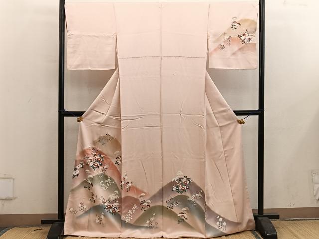 平和屋着物■訪問着　遠山菊花文　　暈し染め　金彩　正絹　逸品　BAAY0696mz