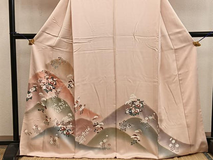 平和屋着物■訪問着　遠山菊花文　　暈し染め　金彩　正絹　逸品　BAAY0696mz