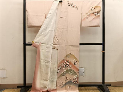 平和屋着物■訪問着　遠山菊花文　　暈し染め　金彩　正絹　逸品　BAAY0696mz