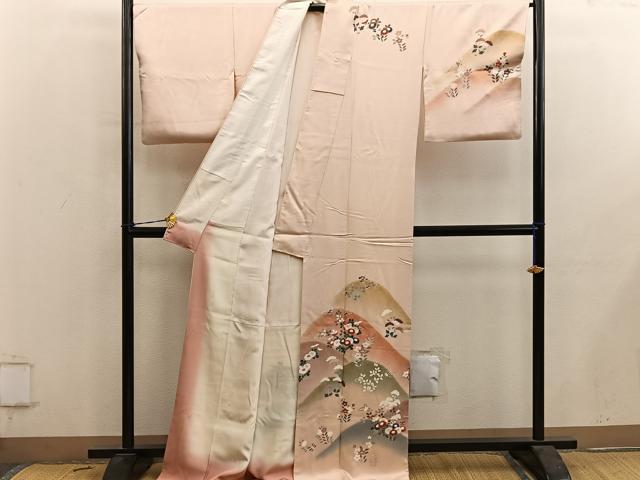 平和屋着物■訪問着　遠山菊花文　　暈し染め　金彩　正絹　逸品　BAAY0696mz