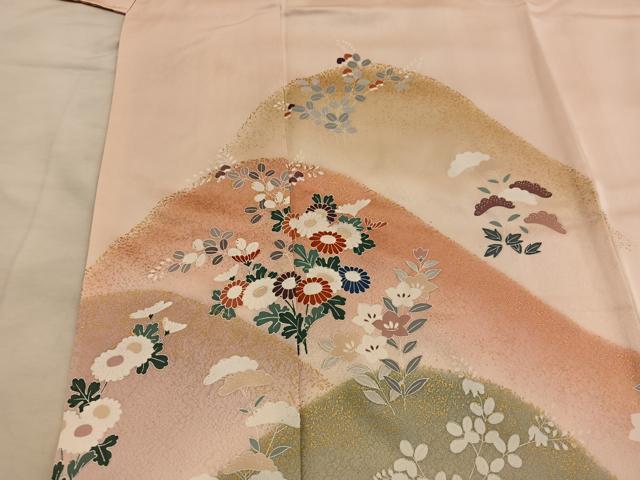 平和屋着物■訪問着　遠山菊花文　　暈し染め　金彩　正絹　逸品　BAAY0696mz