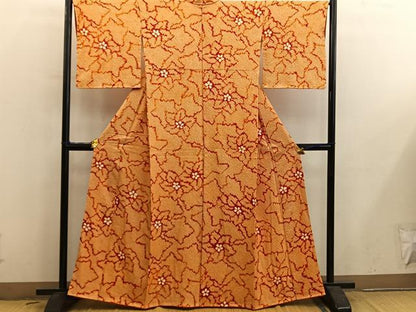 平和屋着物■上質な小紋　総絞り　草花文　正絹　逸品　BAAY0697mz